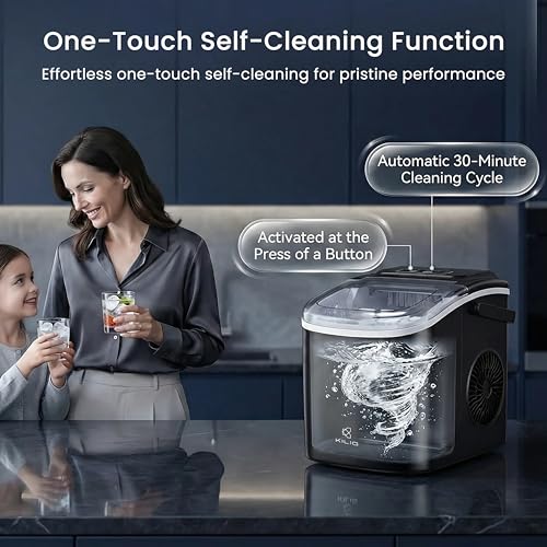 Image of Kilig H01BS WiFi Ice Maker Machine Countertop, 9 Bullet Ice Cubes in 6 Minutes, Portable Ice Maker with Self-Cleaning, Scoop Basket for Home Kitchen Office Party, Black