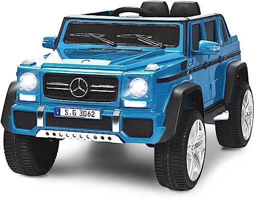 HOMGX 12V Battery Mercedes Maybach Authorized Children's Car G650-S, Children's Electric Car w/Remote Control, LED Lights, Music, Battery Powered Electric Car for Boys & Girls (Blue)