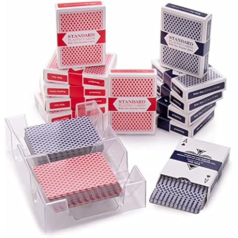 12 Decks und Tablett-Set - enthält 12 volle Kartendecks und 2 drehbare Ablage - stabile Acryl-Tablett, schonendes Drehgelenk - Poker, Texas Hold'em, Rummy, u.v.m. - Kartenspielzubehör Cover