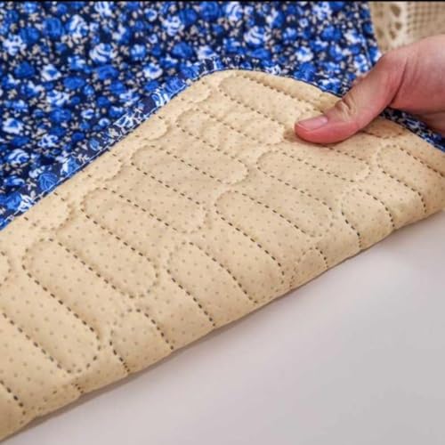 Image of HOMETHREADS Universal-Fit Cotton Fabric Chair Cover Comfortable Cushioned Seating Pad with Anti-Slip Back, Perfect for Kitchen,Dining Room (Black Blue, Pack of 1)