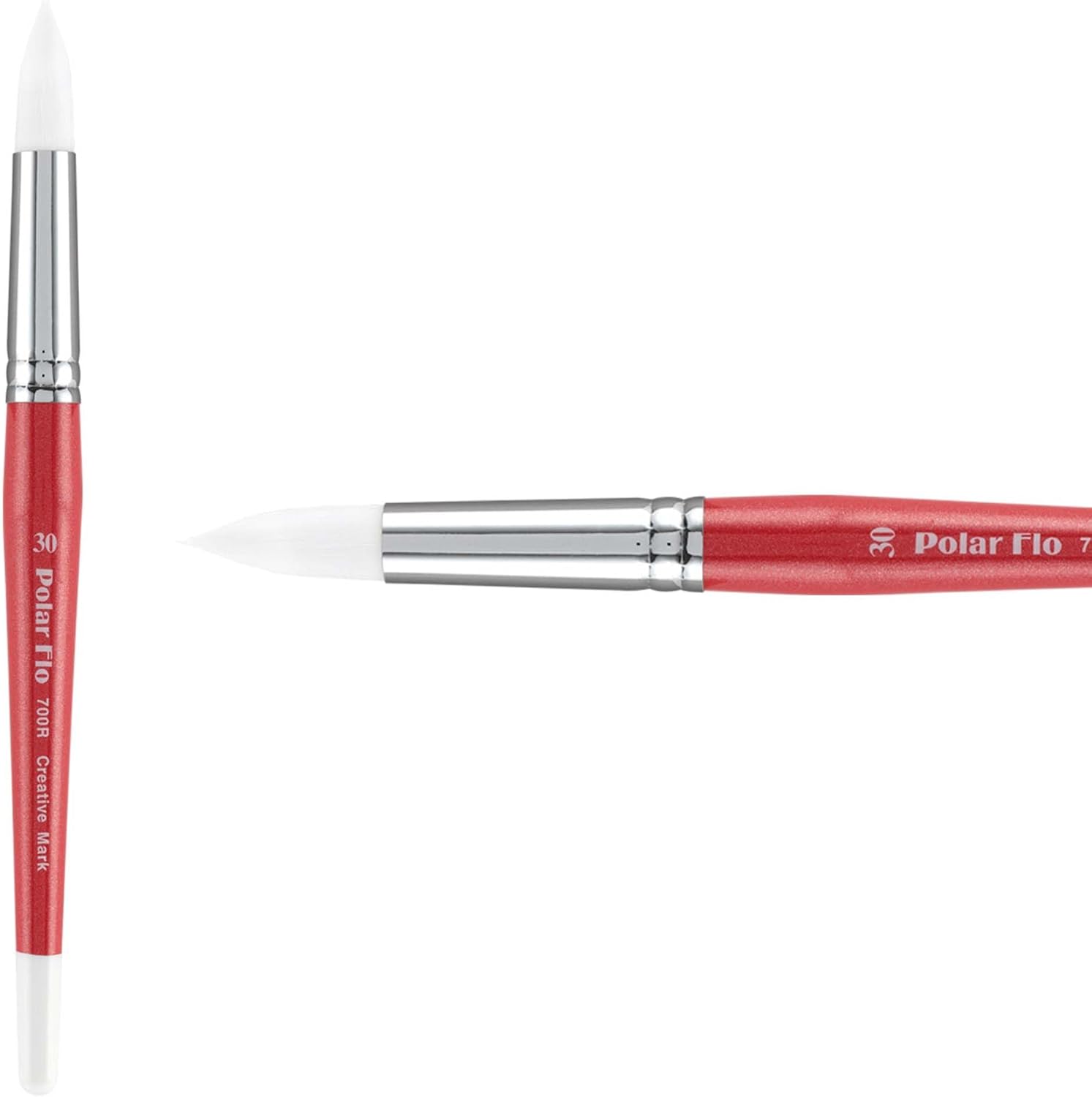 Creative Mark Polar Flo Professional Watercolor Brushes - Round 30-2 Pack - Short Handle, Nickel-Plated Seamless Brass Ferrule - Art Paint Brushes for Acrylic Painting, Watercolor, Gouache, and More