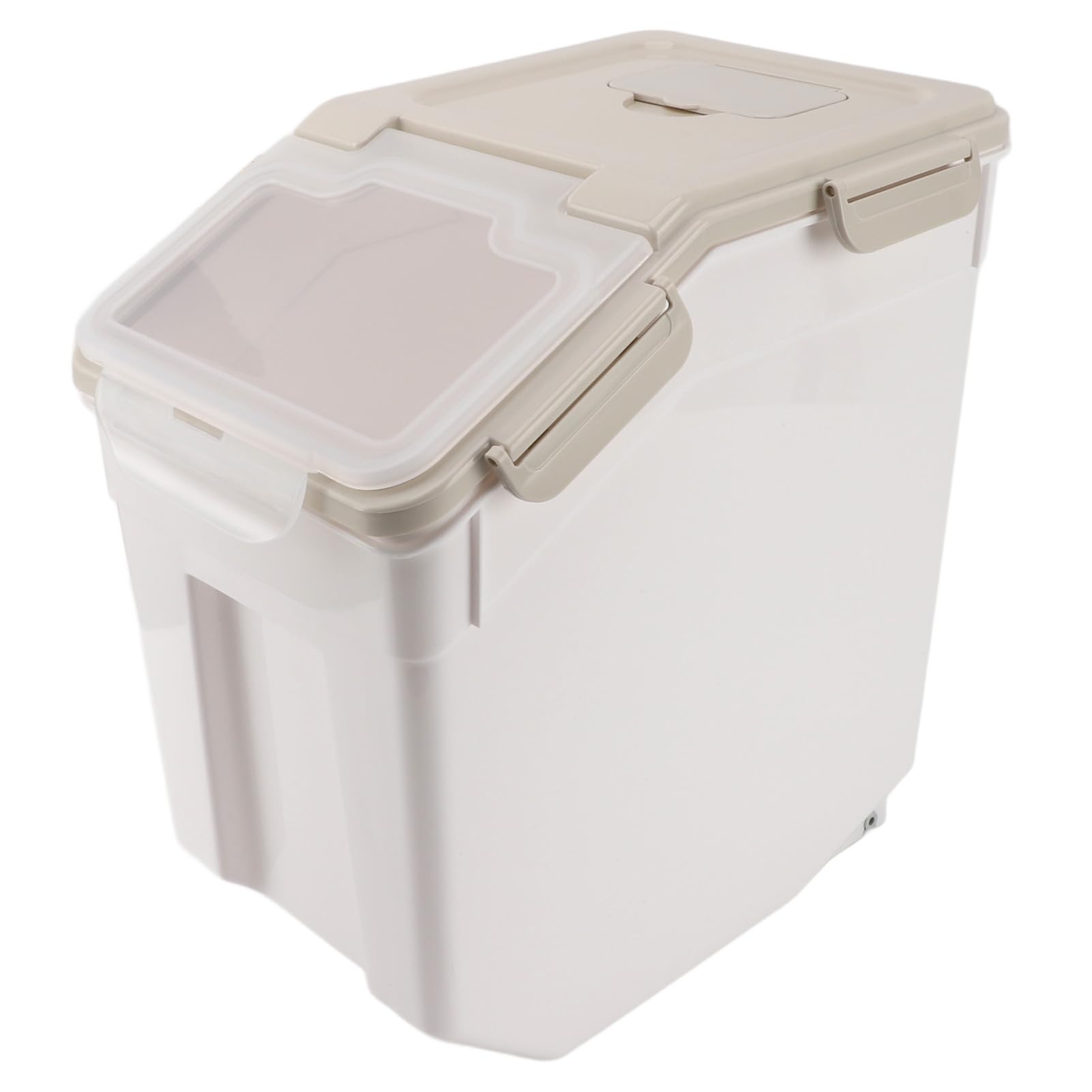 Recipiente Hermético para Arroz con Taza Medidora, Beige (25kg / 55.1lb)