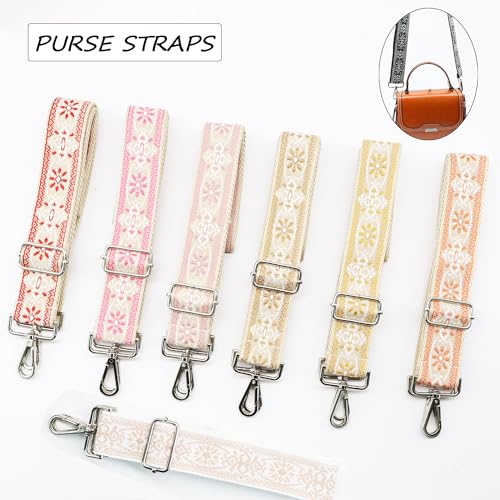 Image of LEMEDE Purse Strap Adjustable Replacement Crossbody Bag Strap Retro Jacquard Embroidery Shoulder Straps for Canvas Bag