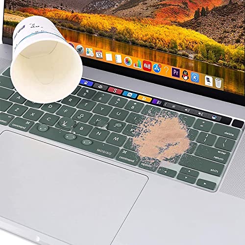 Mosiso Keyboard Cover Compatible With Macbook Pro 13 Inch M2 2023, 2022, 2021 2020 M1 A2338 A2289 A2251&Compatible With Macbook Pro 16 2020 2019 A2141 Touch Id,Protective Silicone Skin, Midnight Green #TOP4