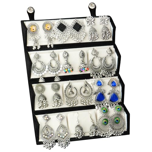 Image of The Wallet Store Ishq-E-Jhumka Oxidized Designer Earrings Set of 12 With Folding Jewelry Box | Minimalist & Traditional Jhumka Set for Womens & Girls