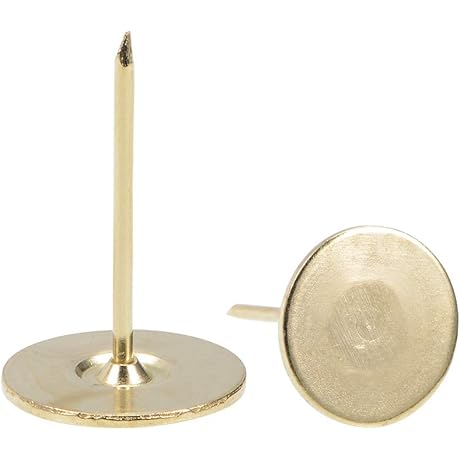 uxcell 19mmx30mm Flat Head Gold Upholstery Nails for Furniture Repair