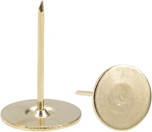 Miniatura 7 de uxcell Uñas de tapicería de 0.709in x 1.969in, clavos de muebles de cabeza plana, tono dorado para muebles, cabeceros de sofá, 40 unidades