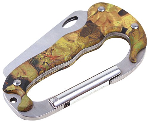 Outdoor Multi-Purpose Carabiner with Pocket Knife, Camo