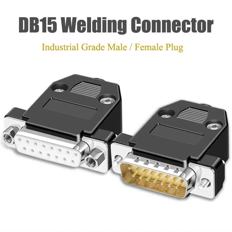 DB15 Welding Male Female Connector 2 Rows 15 Pin Soldering Plug Serial Port Connector DB 15Pin Butt Joint Plug Adapter(Solid Female-S)