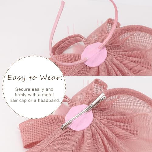 Image of DRESHOW Fascinators Hat Feather Headband Women's Fascinators Tea Party Headwear with Clip Flower Head Band for Girls & Women
