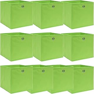 RAUGAJ Cajas de almacenamiento de tela, 10 unidades, 32 x 32 x 32 cm, color del artículo: verde