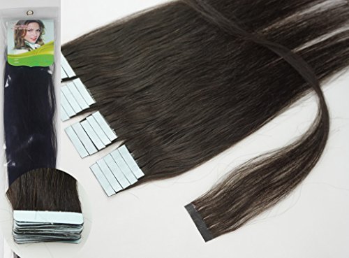 Qianren 16 18 20 22 24 Tape In Real Human Hair Extensions Natural Straight 100% Human Hair Beauty 19colors 20pcs in one pack, (16 30g/20pcs color##1B Natural Black) by Qianren