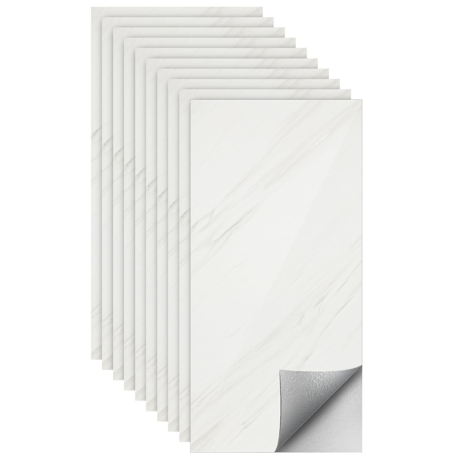 Wandpaneele selbstklebend Marmoroptik 60x30 cm, 20er Set PVC Wandverkleidung, wasserfest Wanddeko für Küche Bad Wohnzimmer Schlafzimmer, Jazz Weiß