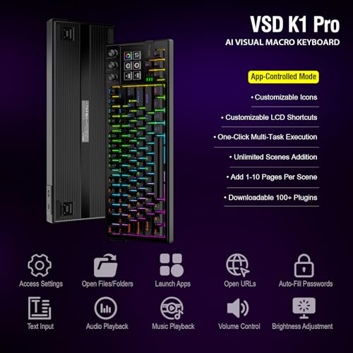 Image of Mechanical Keyboard with Full-Key Programmable, Macro Pad Stream Controller Deck with Screen & Knob, Gasket Gaming Streaming Shortcut Keypad, Wired, Hot Swappable, RGB Backlight for PC Mac