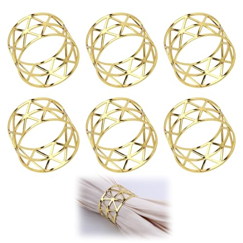 Anillos servilletas de Metal Doradas, Elegantes Hebillas para Decoración de Mesa en Bodas, Cenas, Aniversarios, Navidad,6 Unidades