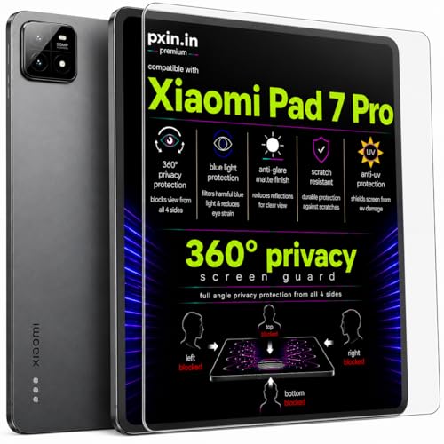 Image of Pxin 360 Pro Privacy Screen guard compatible with Xiaomi Pad 7 Pro | Anti Glare | Anti UV | Anti Blue | Anti Reflection | Privacy Filter | Unbreakable Build
