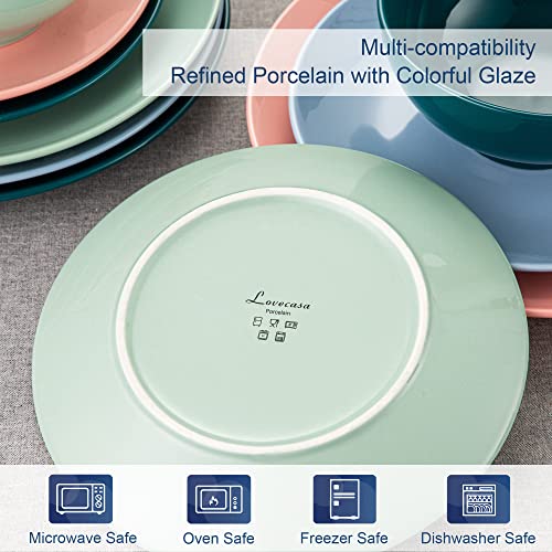 Lovecasa Series Sweet, Porcelain Dinner Service, 16-Piece Combination Service, Blue/Pink, Dinnerware Set for 4 | Dinner Plates, Cups, Dessert Plates & Bowls - Image 6