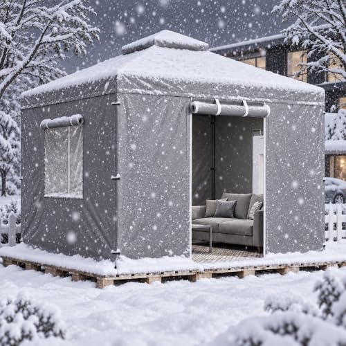 Windyun 10×12 ft Outdoor Gazebo Cover for Winter(Gazebo Not Included)