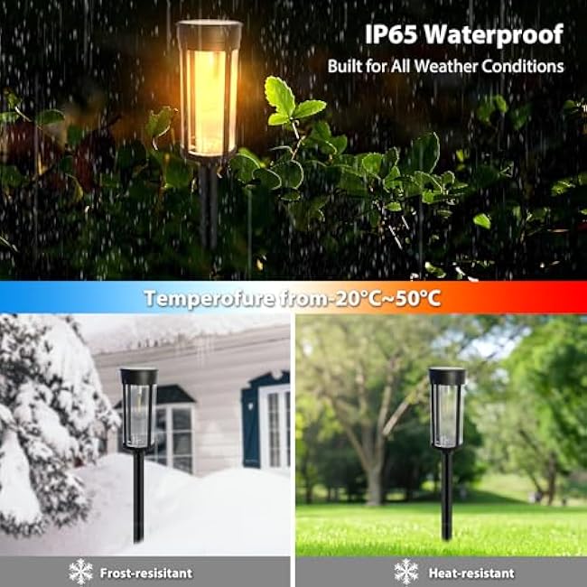 8 Pack Solar Pathway Lights Outdoor, Solar Lights Outdoor Waterproof, LED Pathway Lights Solar Powered Filament Bulb, Perfect for Yard Lawn Walkway Driveway Backyard Landscape-Warm White