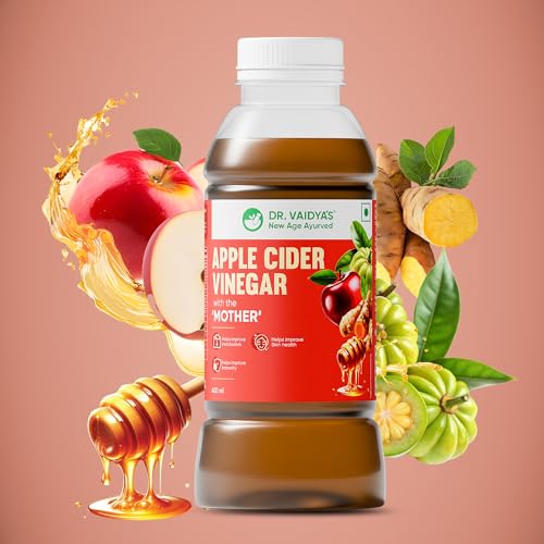 Image of Dr Vaidya's Apple Cider Vinegar with the Mother | Raw, Unpasteurized & Unfiltered | Weightloss, Digestion, Reduced Bloating and Glowing Skin & Hair | | Garcinia & 5 Powerful Herbs, 700ml (Pack of 1)