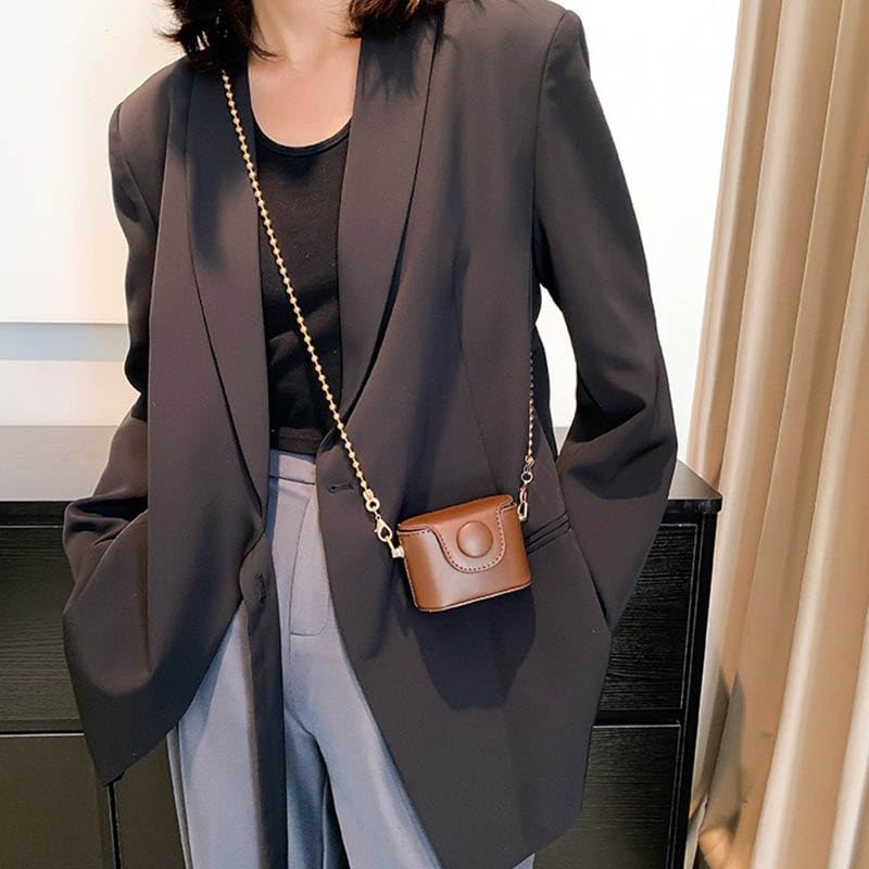 Women's Vintage - Mini Chain Lipstick Box Bag, Chic Retro Crossbody Pouch for Essentials (One Size,Coffee)2