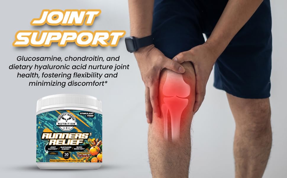 Image of Runners' Relief - Joint Support & Muscle Recovery Supplement - Glucosamine Chondroitin - Fasting Electrolytes - Stimulant-Free Pre /Post Workout Energy - Tangerine Turmeric with 95% Curcuminoids