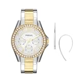 Women&apos;s Riley Quartz Stainless Steel Multifunction Watch &plus; Fossil Women&apos;s Silver-Tone Earrings