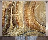 Ambesonne Marble Curtains, Onyx Stone Surface Pattern Banded Variety Differing Lines Image Print, Living Room Bedroom Window Drapes 2 Panel Set, 108' X 108', Brown Cinnamon