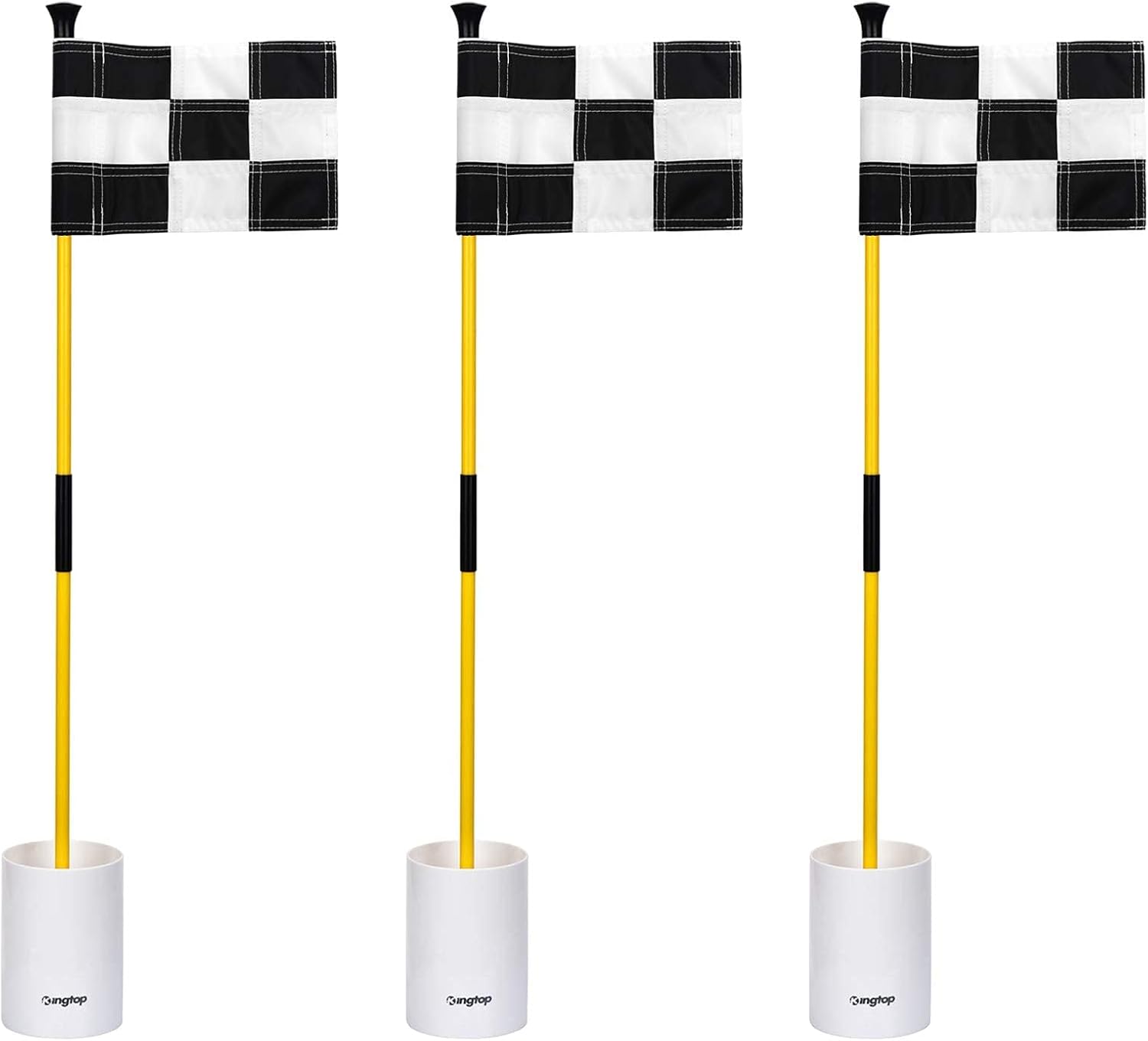 KINGTOP Golf Flagstick Mini, Putting Green Flag for Yard, 3 Feet Flagpole 2-Section Design, Golf Pin Flags Hole Cup Set, 6" Putting Cup, 3-Pack