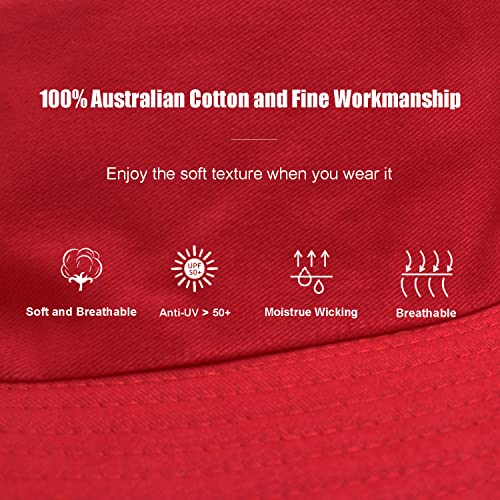 Image of Bucket Hat for Women Men, Reversible Cotton Summer Sun Beach Cap Solid Color Style