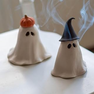 Halloween Ghost Incense Burner Pumpkin Wizard Ghost Incense Burner Fun Home Decoration Resin Ornament (Black hat)