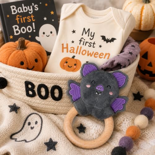 Image of Pearhead Halloween Bat Wooden Baby Teether