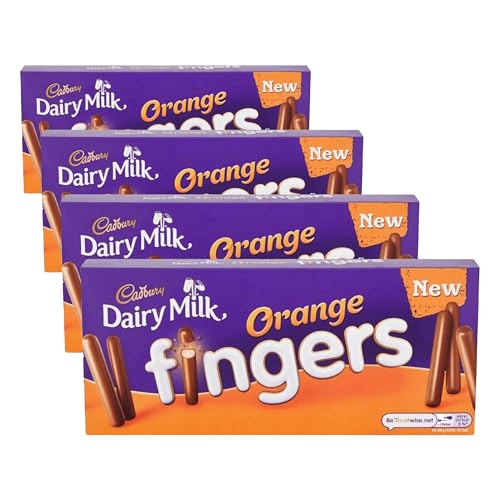Image of Cadbury Dairy Milk Orange Fingers Chocolate Biscuits, Crunchy Biscuits Coated in Orange Flavoured Milk Chocolate, 114 g (Pack of 4)