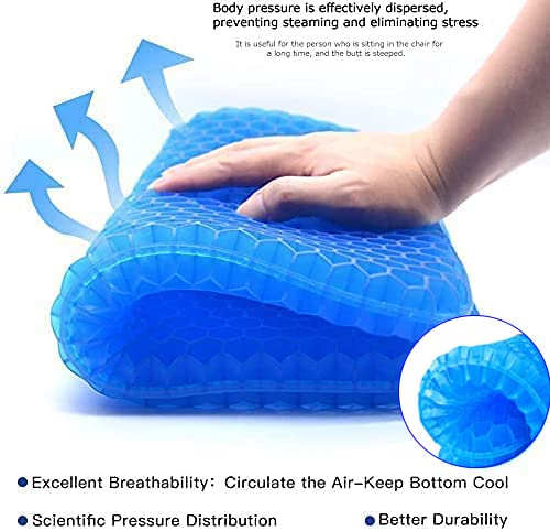 HSSGGV Coussin Siège Gel Ergonomique - Coussin Anti-dérapant 46x35cm Pour Bureau, Voiture Et Fauteuil Roulant