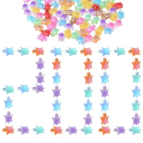 200 Stück Mini-Schildkröte Leuchtend, Tiny Resin Animals Niedlich Mini Harz Figuren, Interessant Kleine Schildkröten Figuren für DIY Kunsthandwerk, Puppenhaus Garten, Miniatur Landschafts Dekoration