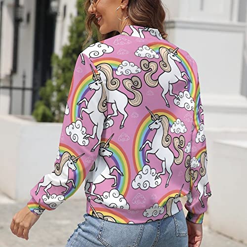Amrandom Fall Jacket Thin Hooded Sweater For Women (Magic Unicorn Rainbow Print) Casual Essential Hoodie Girls Pullover Tops Long Sleeve Sweat Shirts #TOP2