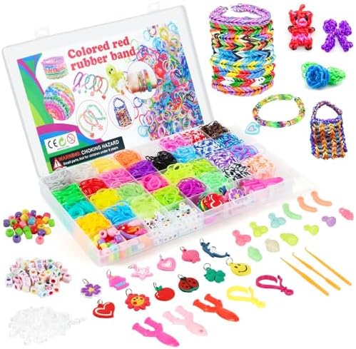 URMYWO 2800+ Loom Bänder Set, 32 Farben Loom Bänder Zubehör, Bunte Gummibänder Loops, Gummis Set für Armbänder, Kinder Anfänger Basteln DIY, Geschenk für Mädchen