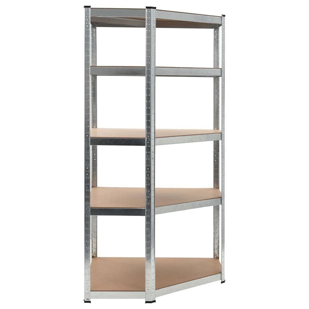 Générique Étagère d'angle à 5 Niveaux Argenté Acier et Bois d'ingénierie,Entreprise & Industrie,Stockage Industriel,Étagères industrielles,Argent,24.5 KG,144264