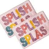 BUTOTOU 2pcs Kid's Bathroom Rugs Sets Funn Small 16"*24" Cute Letter Bath Rugs Modern Microfiber Mat