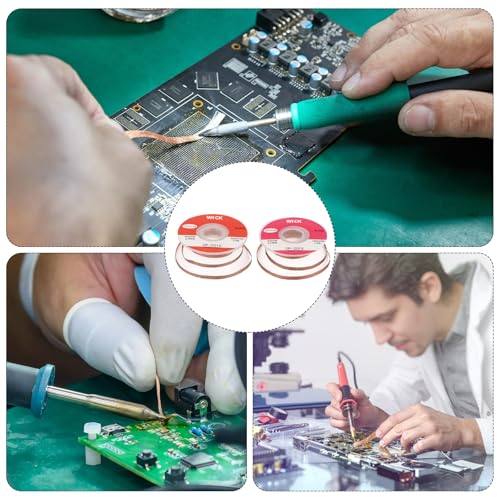 Image of MECCANIXITY Solder Wick Braid No-Clean Desoldering Wick Braid 0.08 /0.1 Inch Width 5 Feet Length for Remove the Solder Electrical Components 1 Set
