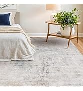 Hazo Haus Washable 6x9 Bedroom Rug - Blue Grey Modern Rug for Living Room, Dining Room Table, Non...
