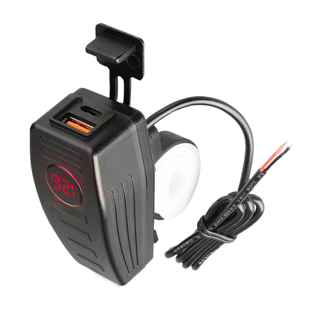 PartyKindom Motorcycle Pd Charger 12v/24v 4.2a Fast Charge Dual Port Handlebar Mount Voltage Monitoring