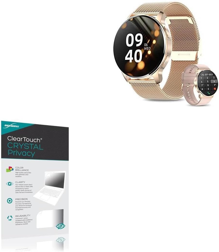 BoxWave Screen Protector Compatible with Iaret Smart Watch I50 (1.32 in) - ClearTouch Crystal Privacy (2-Pack), Privacy Screen Protector Flexible Film Clear