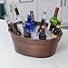 BREKX Galvanized Beverage Tub for Parties, Oval Drink Bucket with Handles, Colt Copper Finish Wine Cooler Bucket for Home Bar (15-Quarts, 16-Bottles), Long-Lasting for Years of Celebrations