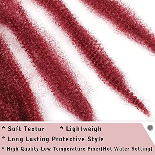 XTREND 16 Inch Soft Springy Afro Twist Hair Pre-Separated for Faux Locs, Bungundy Synthetic Extensions - Image 3