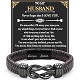 JJBAOER To My Husband Bracelet, Infinity Knot Braided Leather Wristband Engraved Love You Forever | Perfect Anniversary, Valentine's Day, Birthday Gift for Husband from Wife