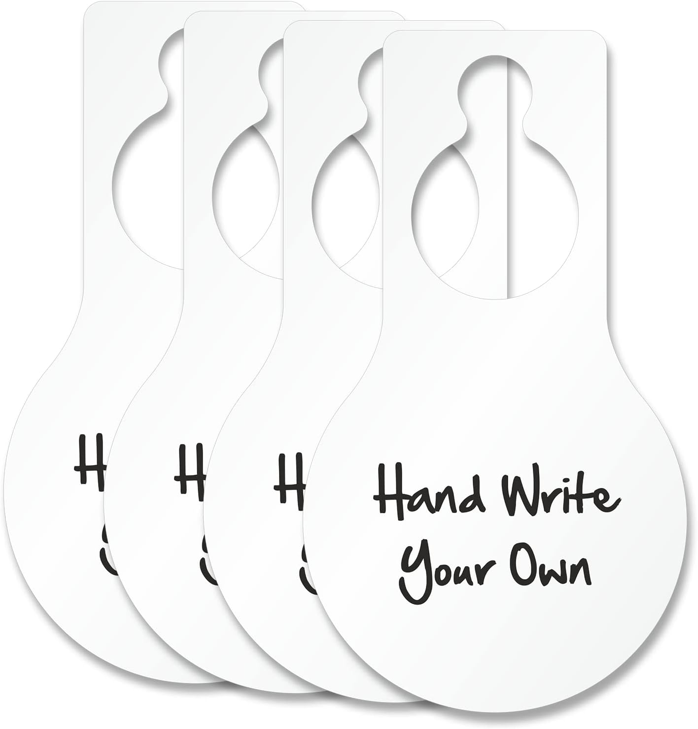 SmartSign Write-On Blank Pear Shaped Door Hanger Tags | 5" x 8.875" Plastic, Pack of 4, Made in USA