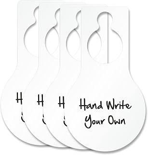 SmartSign Write-On Blank Pear Shaped Door Hanger Tags | 5" x 8.875" Plastic, Pack of 4, Made in USA