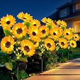 LETMY Solar Lights Outdoor Garden Decor, 4Pack Upgraded Solar Garden Lights with 24 Sunflower Lights, Solar Flowers Outdoor Waterproof IP65 for Garden Flower Bed Yard Decor, Gift for Women Mom Grandma