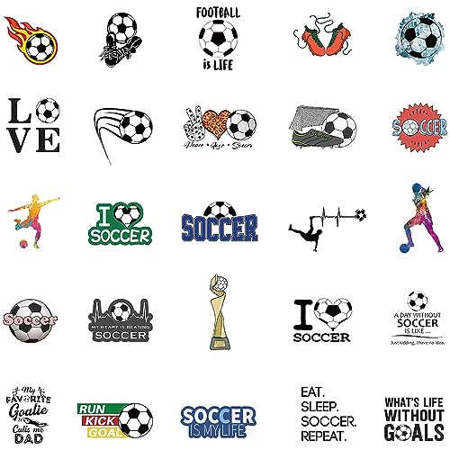 Soccer Stickers for Water Bottles, I Love Soccer Stickers for Kids, Boys, Teens, Adults, 50PCS Vinyl Waterproof Stickers Bulk Gift, Soccer Sports Party Favors, Soccer Decorations (Soccer) - Image 6